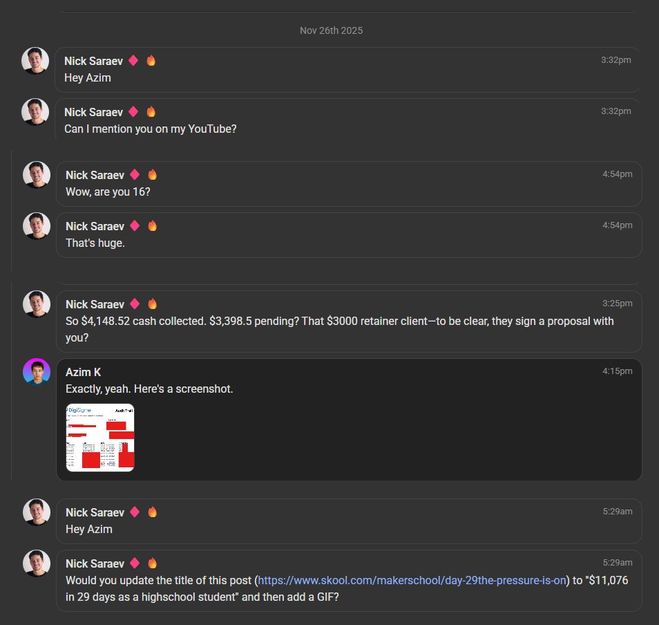 Nick Saraev asking to mention Azim on YouTube
