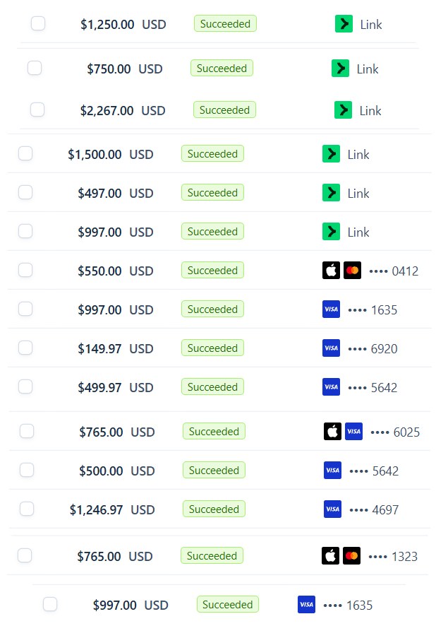 Stripe payments received
