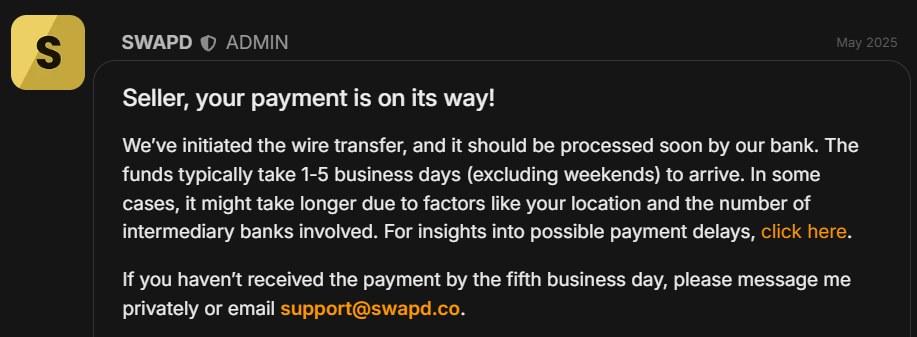 SWAPD: seller payment for the Valens Health sale on its way